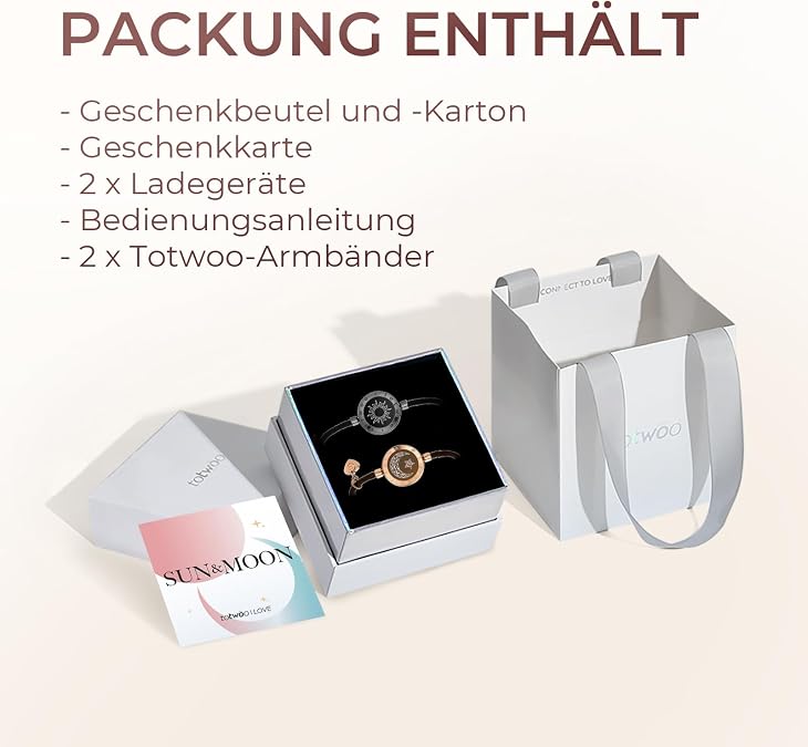 TOTWOO Smart Partner Bracelets for Long Distance Relationships with App Controlled 1:1 Bluetooth Pairing - Romantic Gift with Lights and Touch Vibration Function 316 Stainless Steel