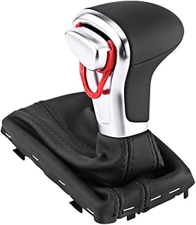 Qiilu Neue Gangschaltung Schaltknauf Gaitor Stiefelbezug Schwarz Leder