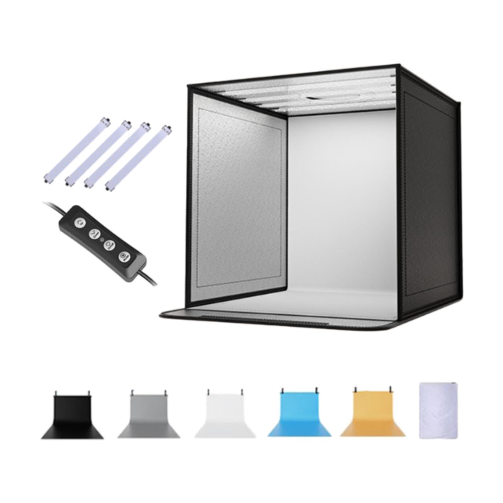 per La Fotografia, Pieghevole, Nero, Versatile, Kit Tenda per Illuminazione per Fotografia Box per Principianti in, 4 Luci con Dimmer, 40 Cm