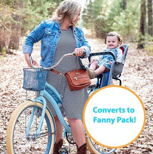 Baby Wipes Diaper Bag- Small Stylish Crossbody Purse Fannypack; Refillable Wet Wipe Dispenser; Registry Shower Gift for Newborn Girl Boy; Must Have Portable Changing Kit for Essentials (Brown)