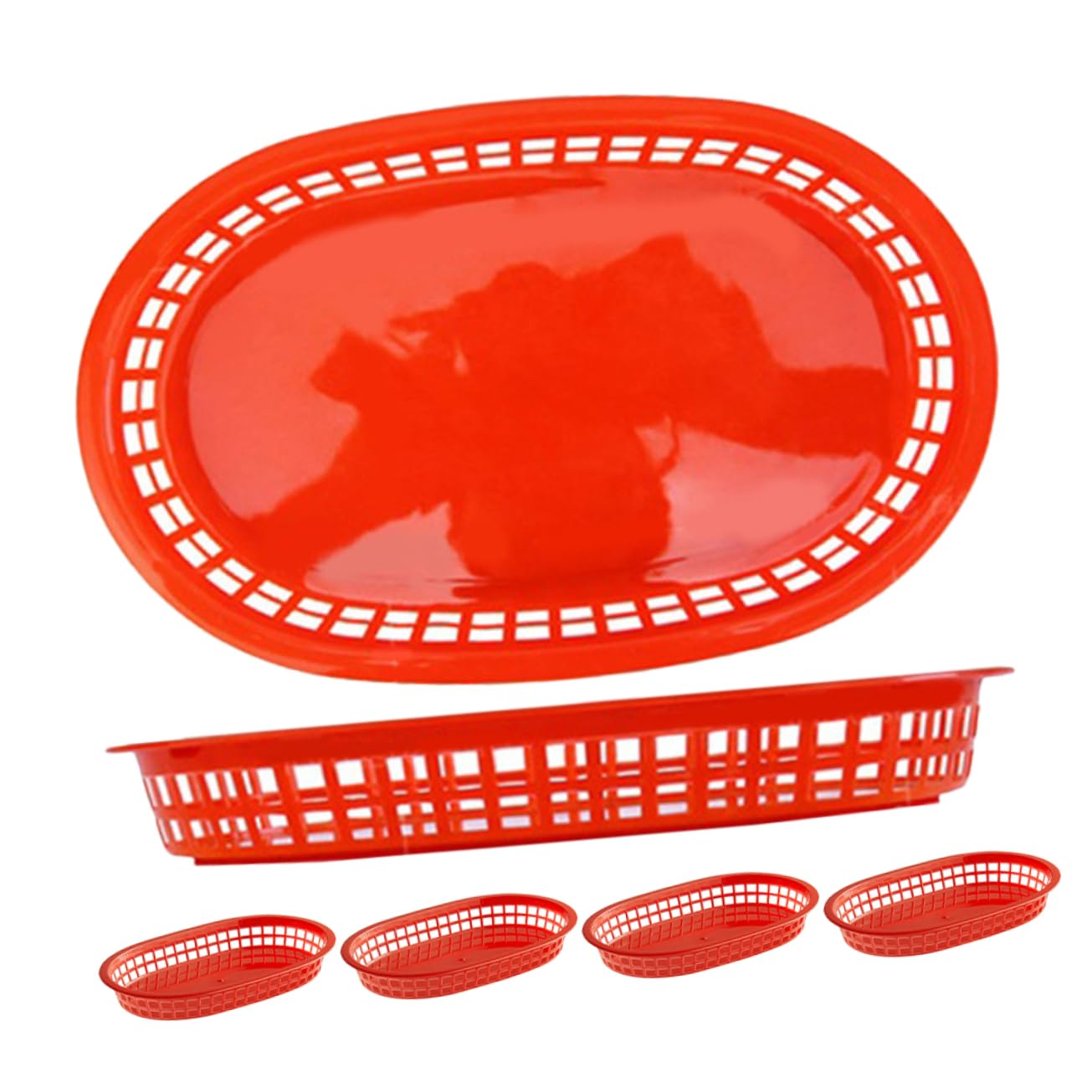 AUTSUPPL 6PCS Fast Food Baskets for Serving Bread Burgers Fries and Snacks Storage Trays for Home Gatherings Ktv Parties and Events Versatile and Easy to Clean