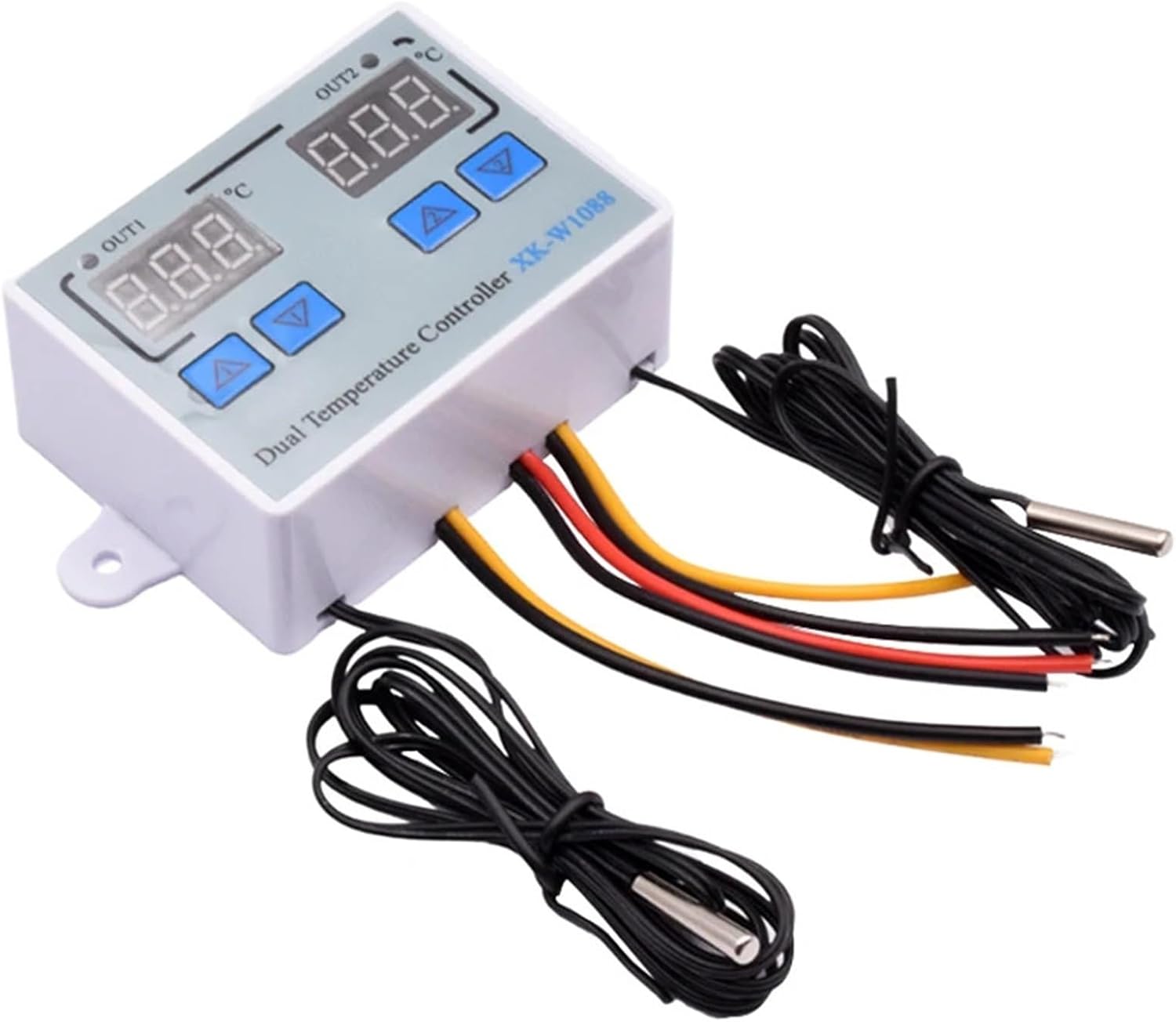 W1088 Dual LED Digital Temperature Sensor Meter Controller Electric Heating Thermostat 220V Aquarium Incubator Thermoregulator(AC 110-220V)