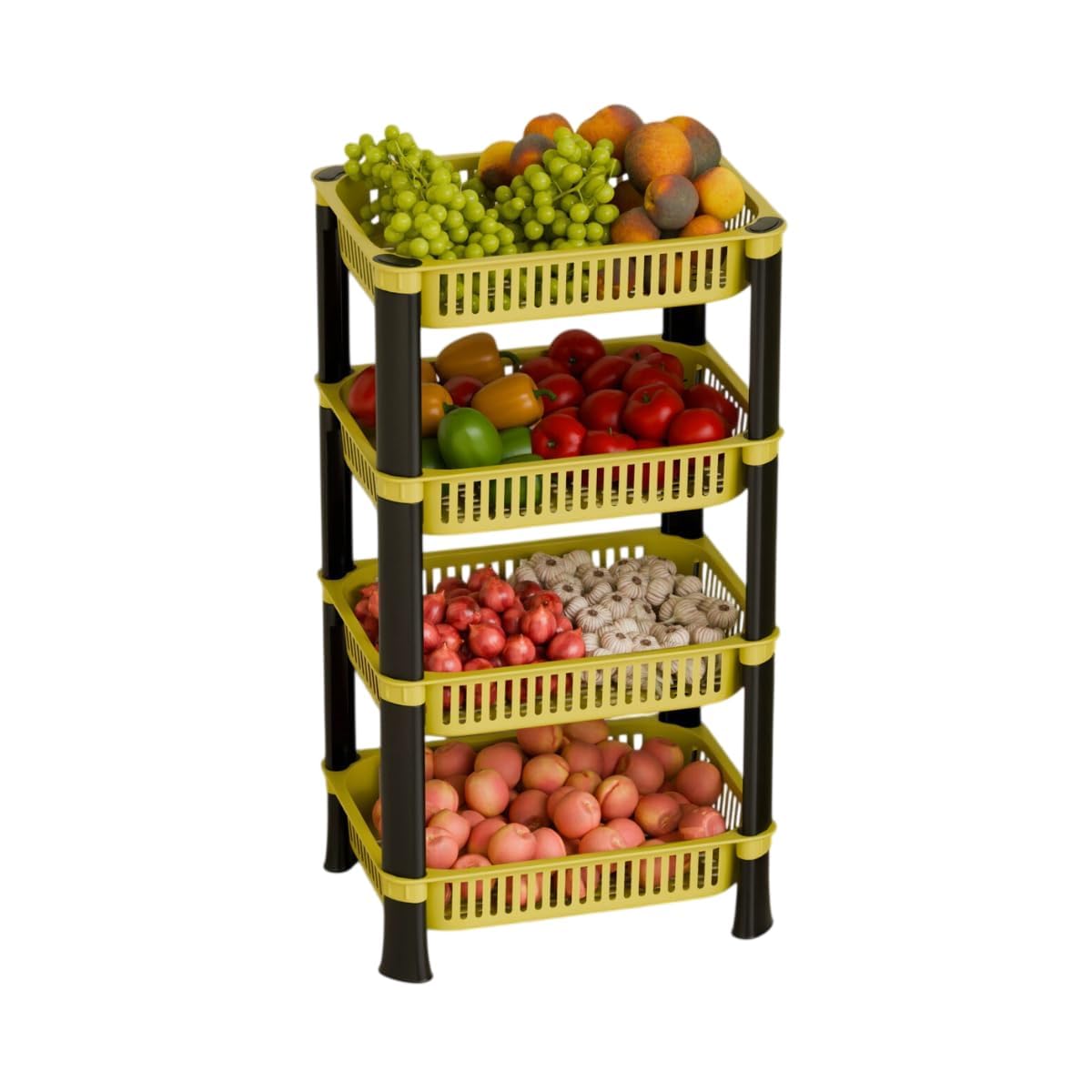 Multipurpose Plastic Storage Rack for Kitchen, Onion Potato Sabji, Fruit Corner Storage Stand Basket, Folding Rack, Countertop Kitchen Organizer Cart, Kitchen Trolley Rack-image-43