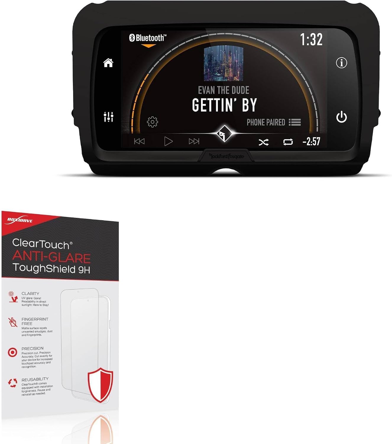 BoxWave Screen Protector Compatible with Rockford Fosgate PMX-HD14 - ClearTouch Anti-Glare ToughShield 9H (2-Pack), Anti-Glare 9H Tough Flexible Film Screen Protector
