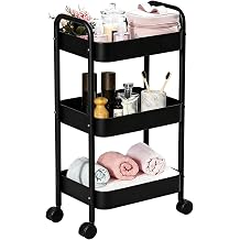 3 Tier Trolley Cart, Metal Storage Trolley on Wheels