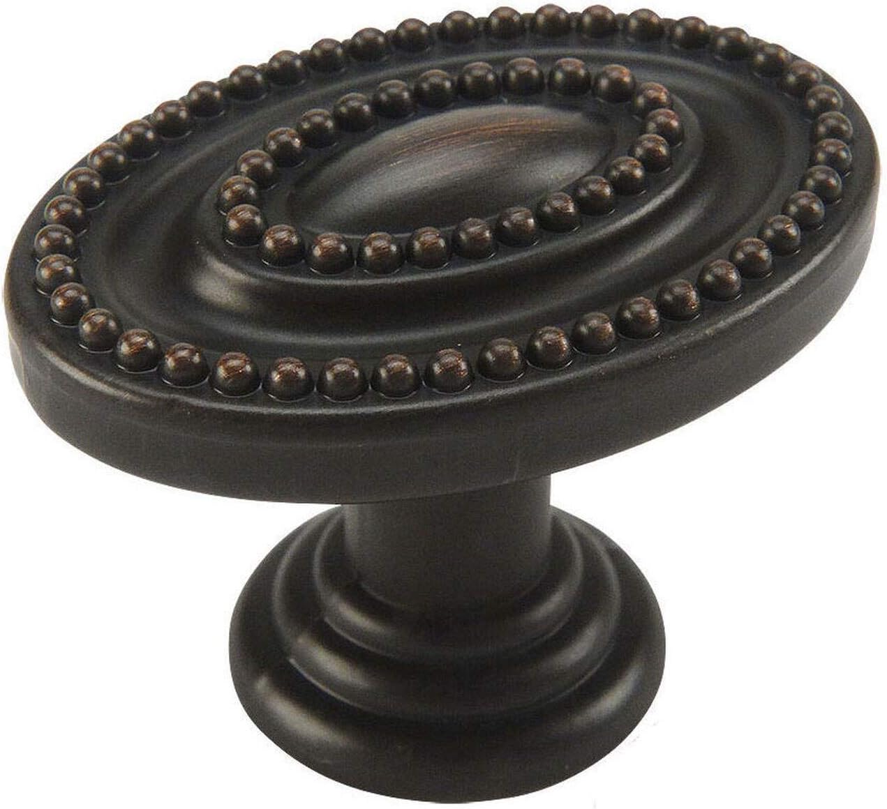 10 Pack - Cosmas 4886ORB Oil Rubbed Bronze Oval Beaded Cabinet Knob