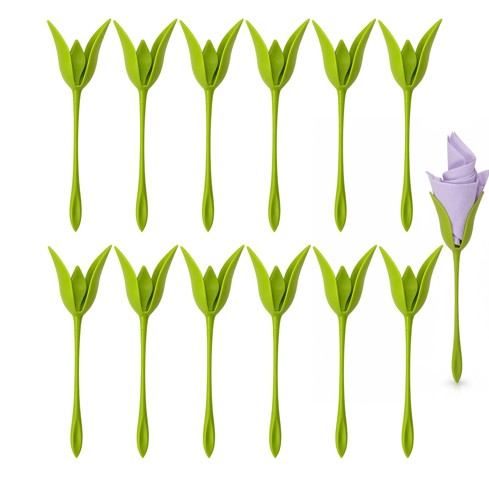 12PCS Rose Stem Napkin Holders, Flower Napkin Holders, Tulip Napkin Holder, Napkin Holder, Elegant Table Setting Accessories, Decorative Napkin Rings
