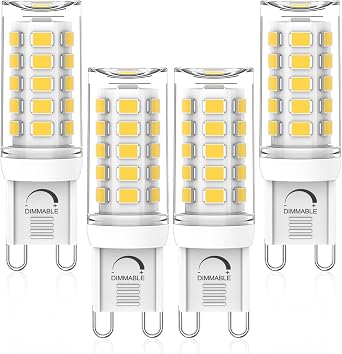 YUIIP Dimmable G9 LED Bulb 4W Equivalent 40 Watt Halogen, 4000K Natural White, T4 G9 Bi-pin Base Light Bulbs for Chandelier Wall Sconce, AC120V No Flicker, 380LM, 4 Pack