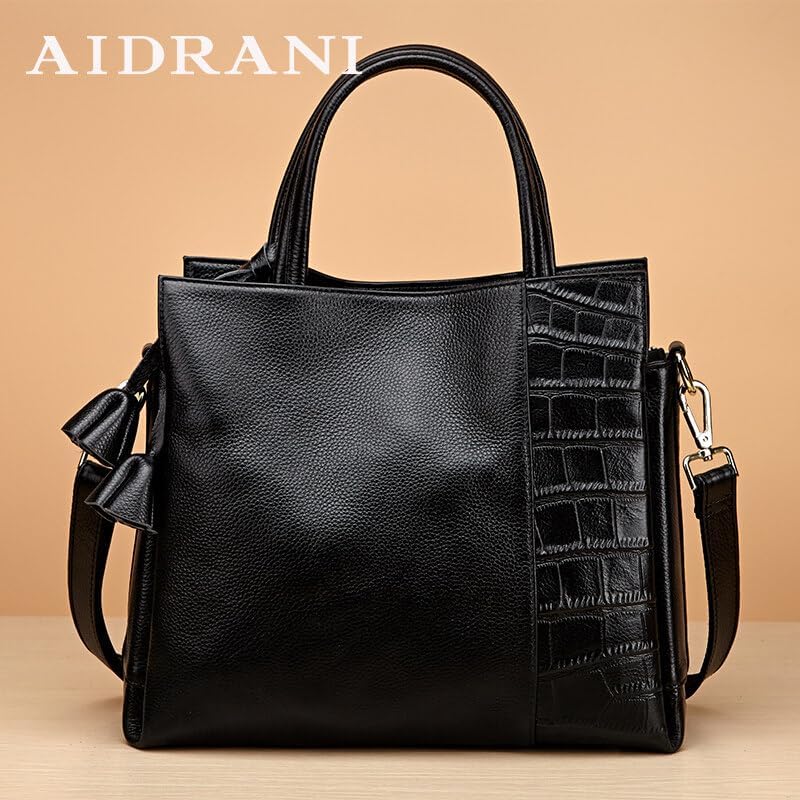 Genuine leather crocodile pattern women's handbag with large capacity cowhide one shoulder crossbody bag