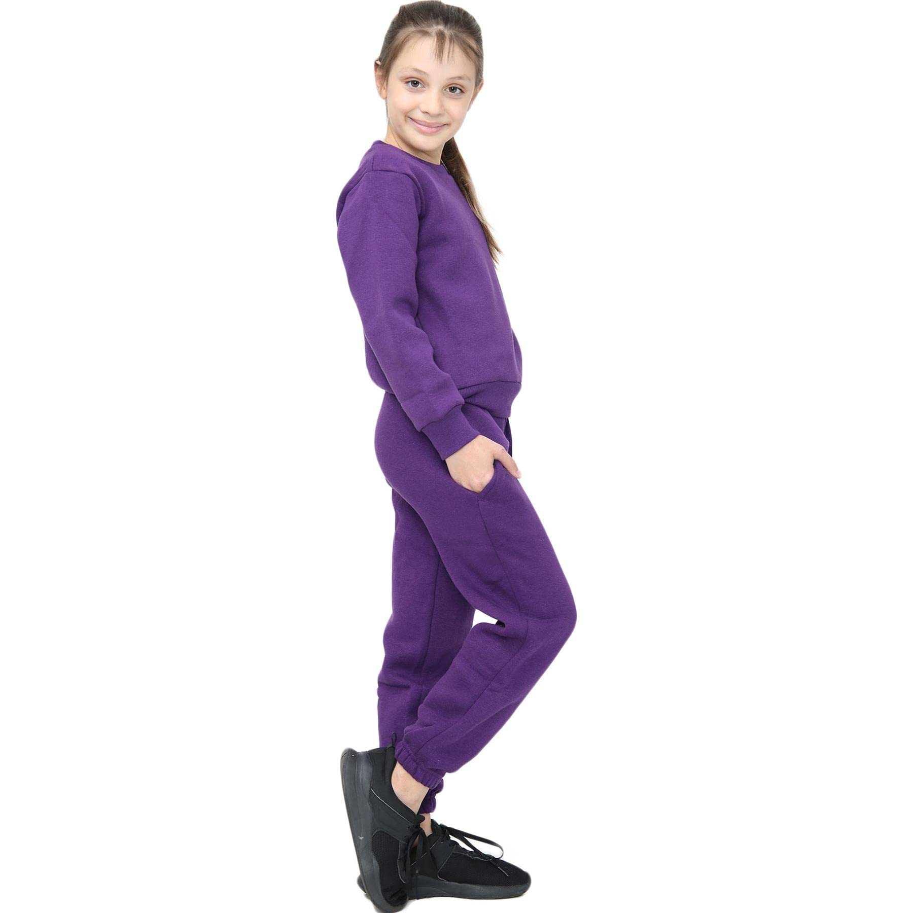 A2Z 4 Kids Chándal unisex de cuello redondo de forro polar para niñas y niños - T.S Plain Jumper 108 Purple 7-8