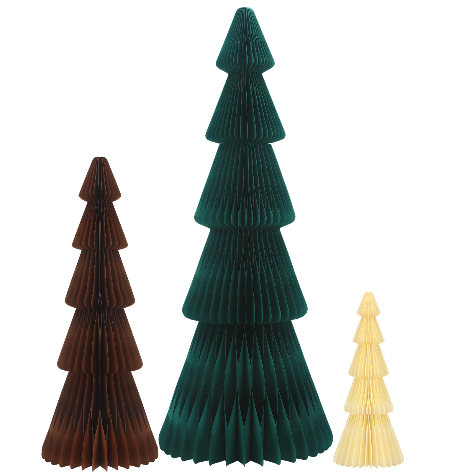 Fullhawl Árbol de Papel de Navidad Grande de 3 pies, 2 pies y 1 pie, árboles de Navidad de Panal, árbol de Navidad 3D, árbol Plegable con imán para decoración de Navidad, Fiesta