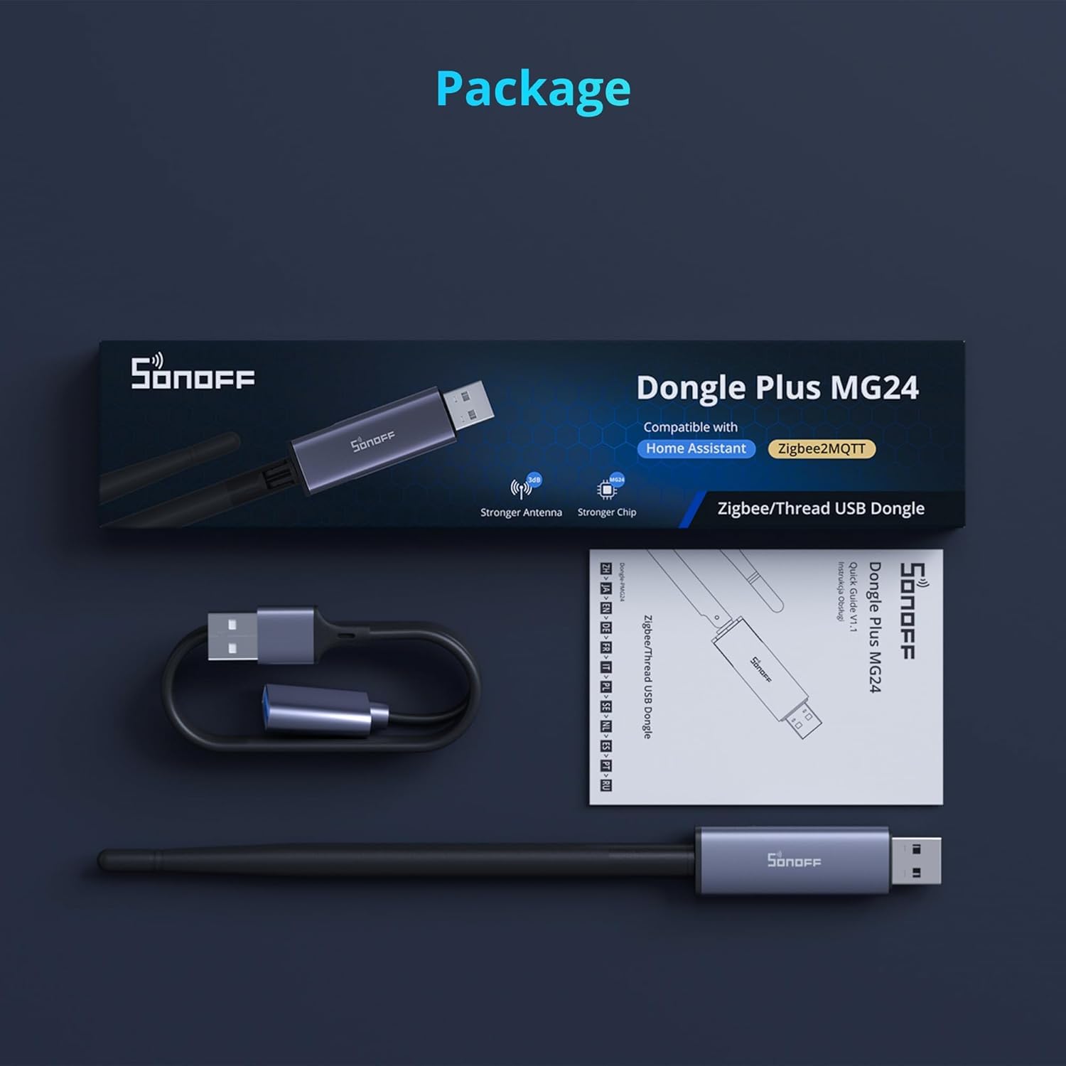 SONOFF Zigbee 3.0 USB Dongle Plus MG24, Zigbee Gateway mit EFR32MG24, Thread & Zigbee USB-Stick, Zigbee Controller für Home Assistant oder Zigbee2MQTT