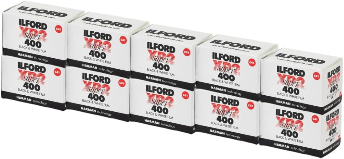 Ilford XP2 Super ISO 400 Black and White 35mm Roll Film (36 Exposures) (10-Pack, 10 Items)