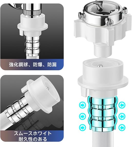 洗濯機 給水ホース ホース 給水管 全自動用 給水用 元口付き 長さ1m 交換用 互換 アダプター 水栓 接続ホース ねじれ防止 ゴム 汎用 洗濯機用 4分 蛇口コネクタ 交換簡単 取付簡単 漏水防止 水漏れ防止 折れにくい ワンタッチ接続 抜け防止 ナノバブル延長管 - 3