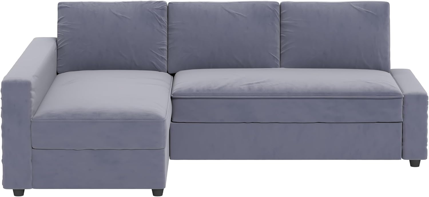 HomeTown Market Heavy Duty Velvet Friheten Sofa Cover Replacement Compatible with IKEA Friheten Sofa Bed Sleeper Sectional Corner Slipcover (Velvet Light Blue Right)