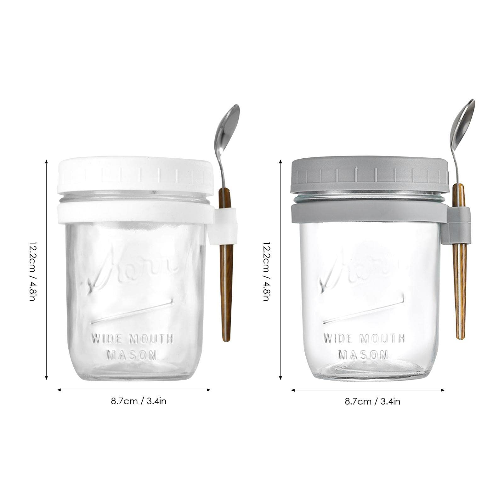 Barattoli in Vetro Riutilizzabili Ermetici per Yogurt da Viaggio 20oz Contenitori per Overnight Oats con Coperchi e Cucchiaio