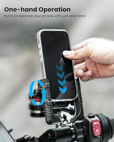 Miniatura 3 de ILM Soporte de teléfono para motocicleta, antirrobo 720, rotación 1s, bloqueo rápido, soporte ajustable para manubrios, bicicleta, bicicleta,