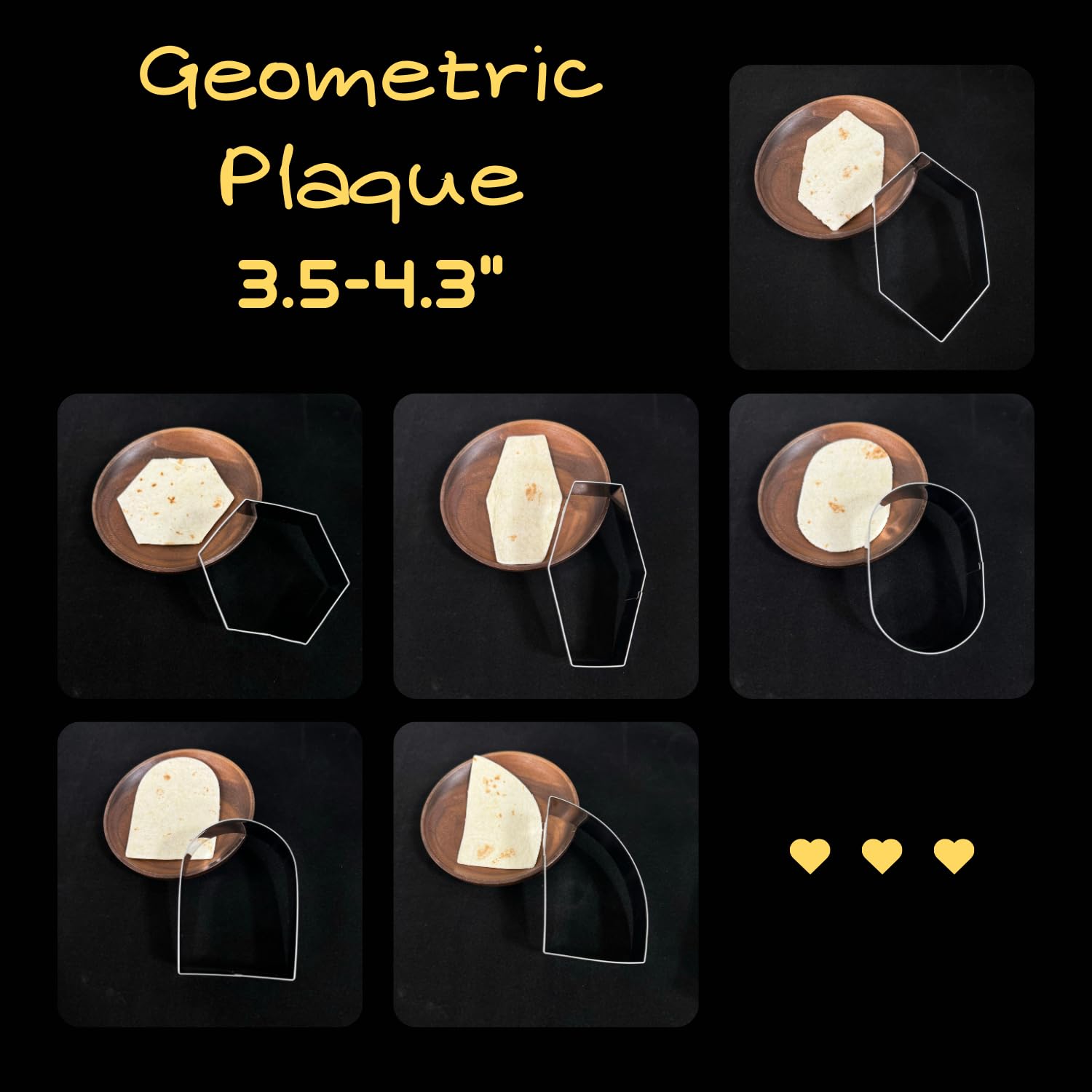 Juego de cortadores de galletas con placa geométrica, 6 piezas, 4.0 pulgadas, marco seguro para lavavajillas, forma de cortador de galletas para hornear