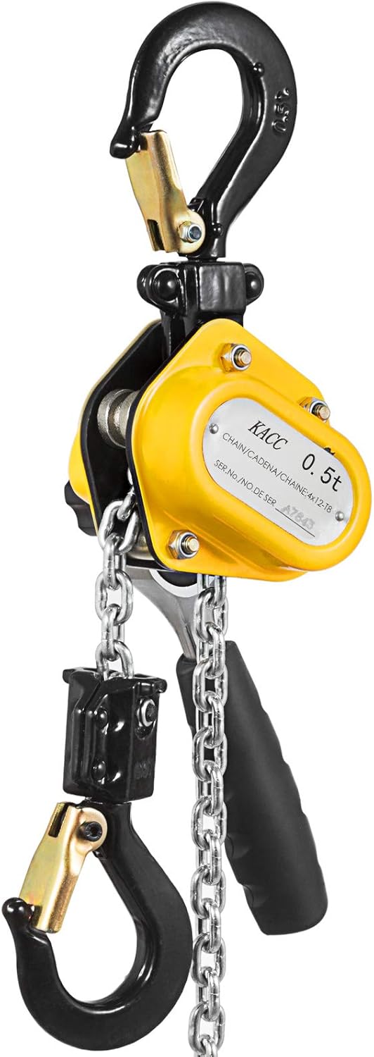 Mophorn 0.5T Lever Block Chain Hoist 3M 10Ft Chain Hoist Alloy Steel G80 Chain Ratchet Lever Hoist with Hook (0.5T 10 Ft) - - 