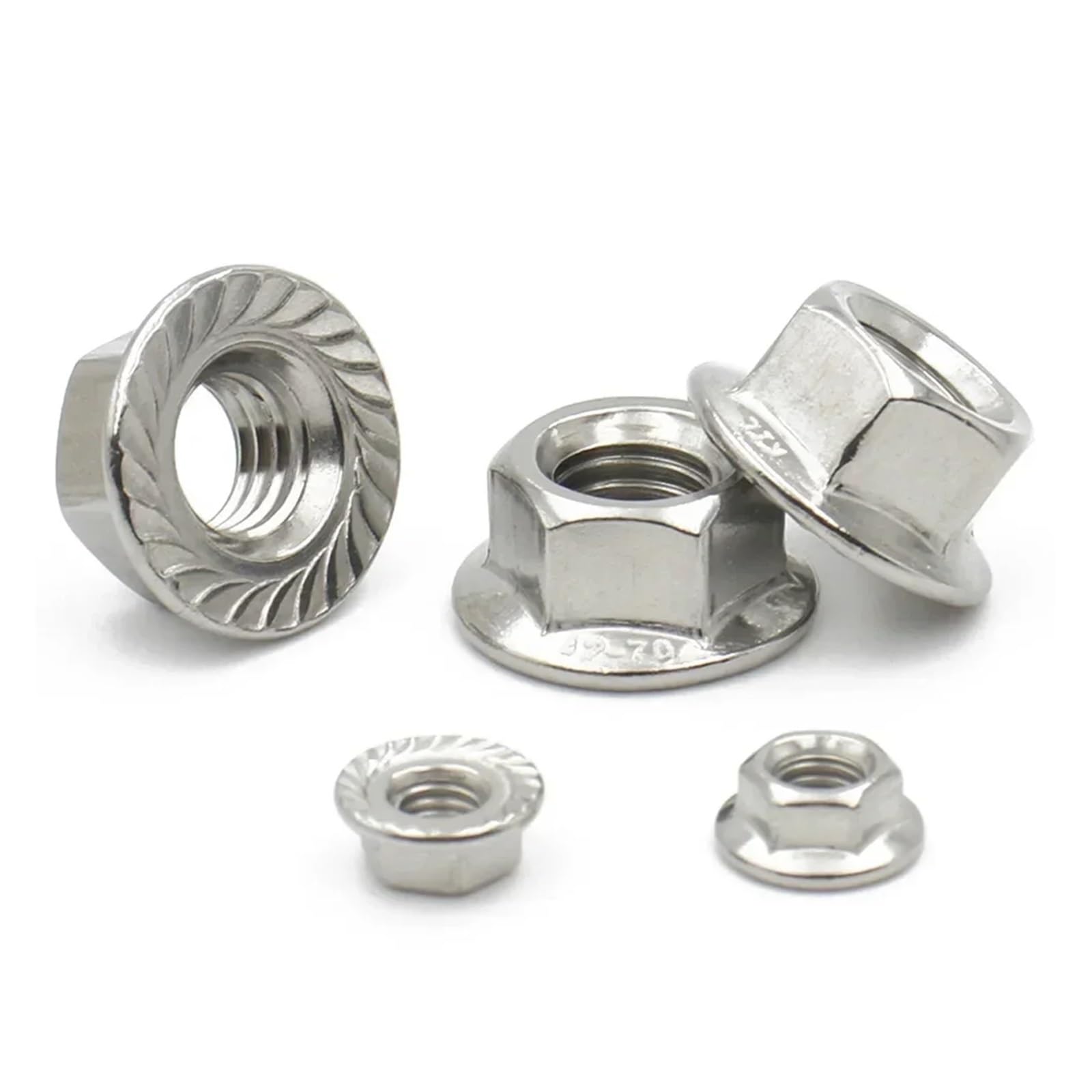 zhuguim 50/20/10 Pz Dado di Fissaggio M3 M4 M5 M6 M8 M10 M12 In Acciaio Inox 304 Seghettato Metrico Esagonale esagonale Flangia Dadi Bloccaggio DIN6923(20Pcs,M12)