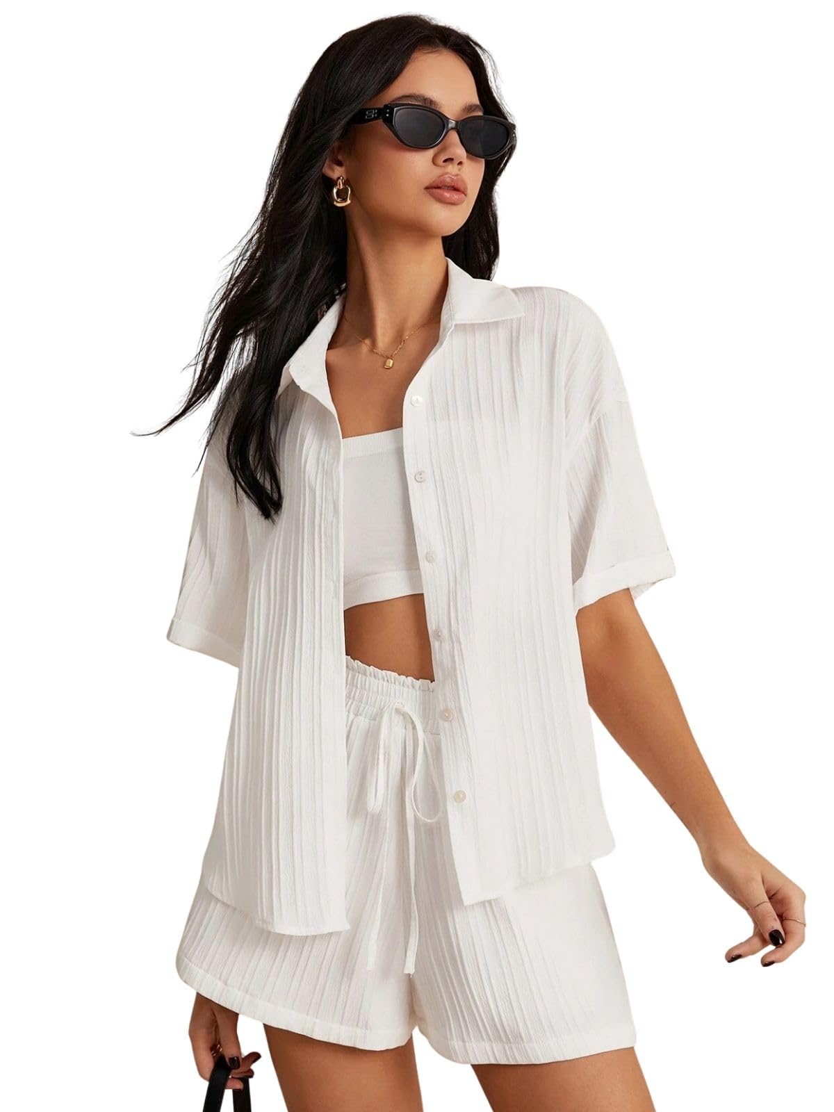 Co-ord Set for Women Stylish – Trendy Korean Summer Travel Outfit | Pajama Set For Women & Girl for Beach & Holiday Look | Korean Casual Night Suit 2 piece set