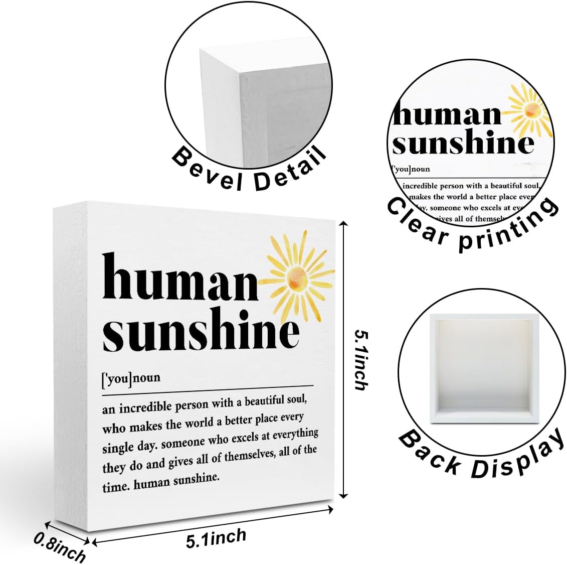 Sunshine Gifts for Women, Inspirational Gifts Human Sunshine Wood Box Sign image 2