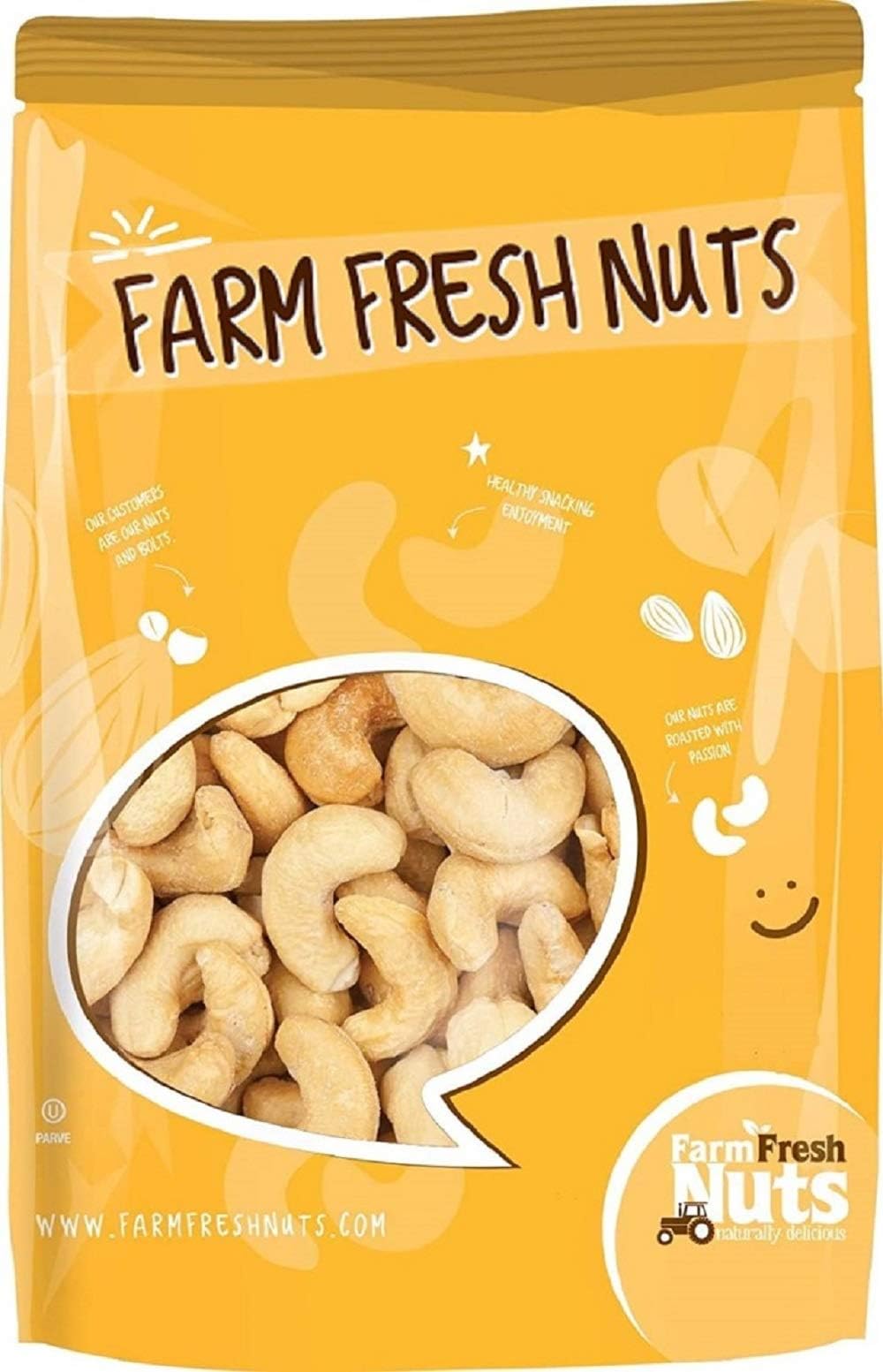 Freshly Roasted Salted Cashews with Sea Salt (1 Lb.) - Small Batch Roasted for Added Freshness - Naturally Delicious - Perfectly Crunchy - Farm Fresh Nuts Brand