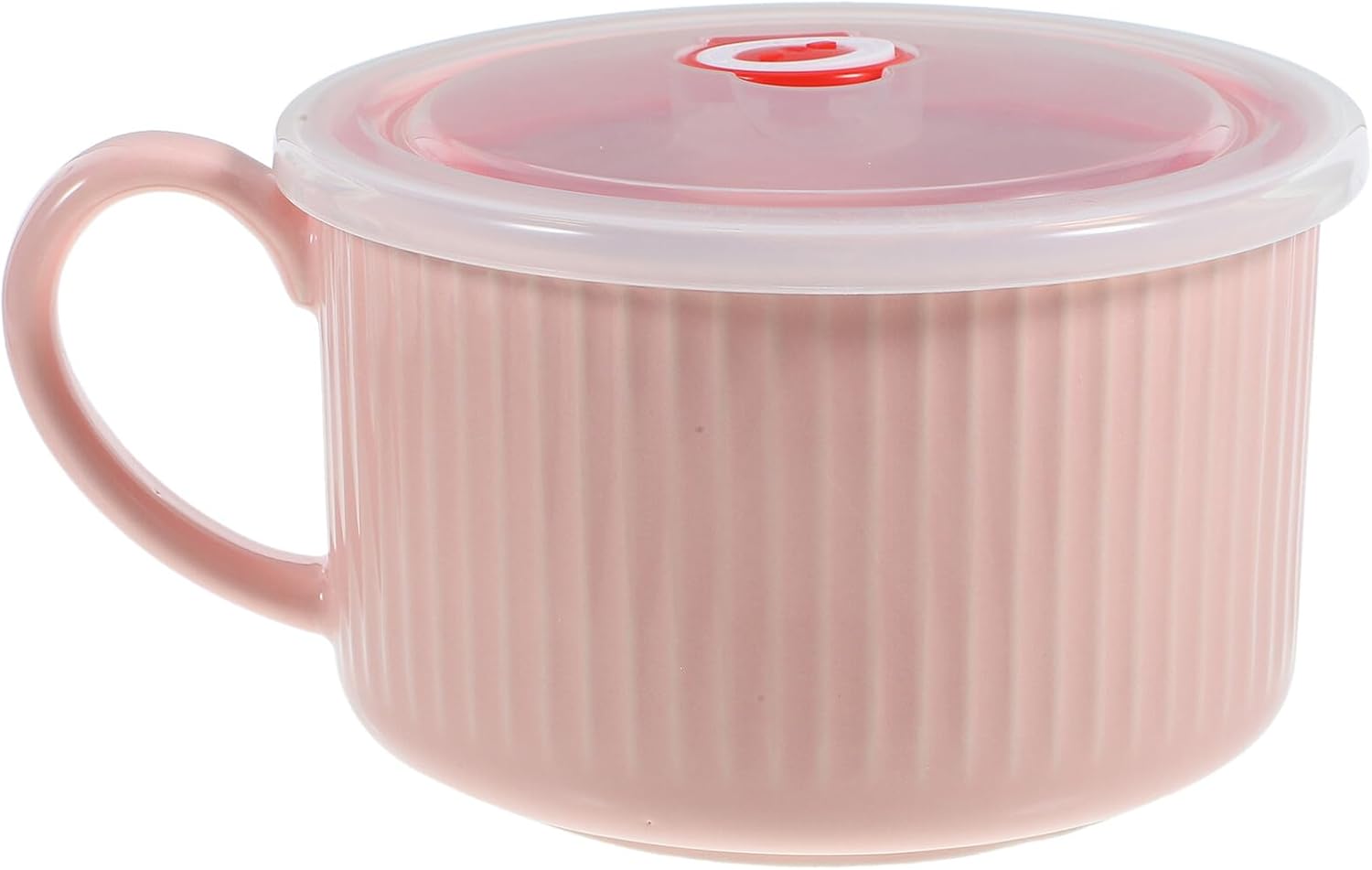 Alipis Ceramic Ramen Bowl with Handle and Lid Compact Noodle Bowl for Soup and Instant Noodles Smooth Easy-clean Food-grade Container in Pink Reusable Microwave Safe Kitchenware