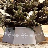 HarcoHome Galvanized Metal Christmas Tree Collar with 3D Snowflake Authentic Easy Set Up Tree Ring f