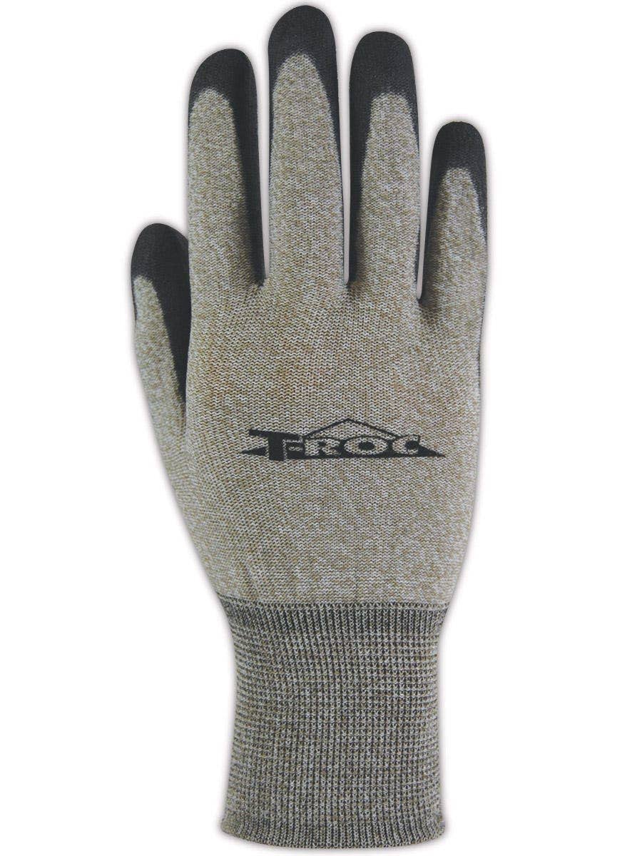 MAGID T-ROC TOUROCXL Coated Work Gloves | 15-Gauge Touchscreen Capable Polyurethane Palm Coated Gloves - Cut Level 1, Abrasion Level 4, (3 Pair), Grey & Black, 10/XL