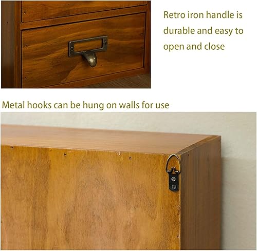 Miniatura 7 de Estilo pastoral de madera maciza, hermosos, cajones, caja de almacenamiento de escritorio, almacenamiento de 4 cajones, armario de almacenamiento de