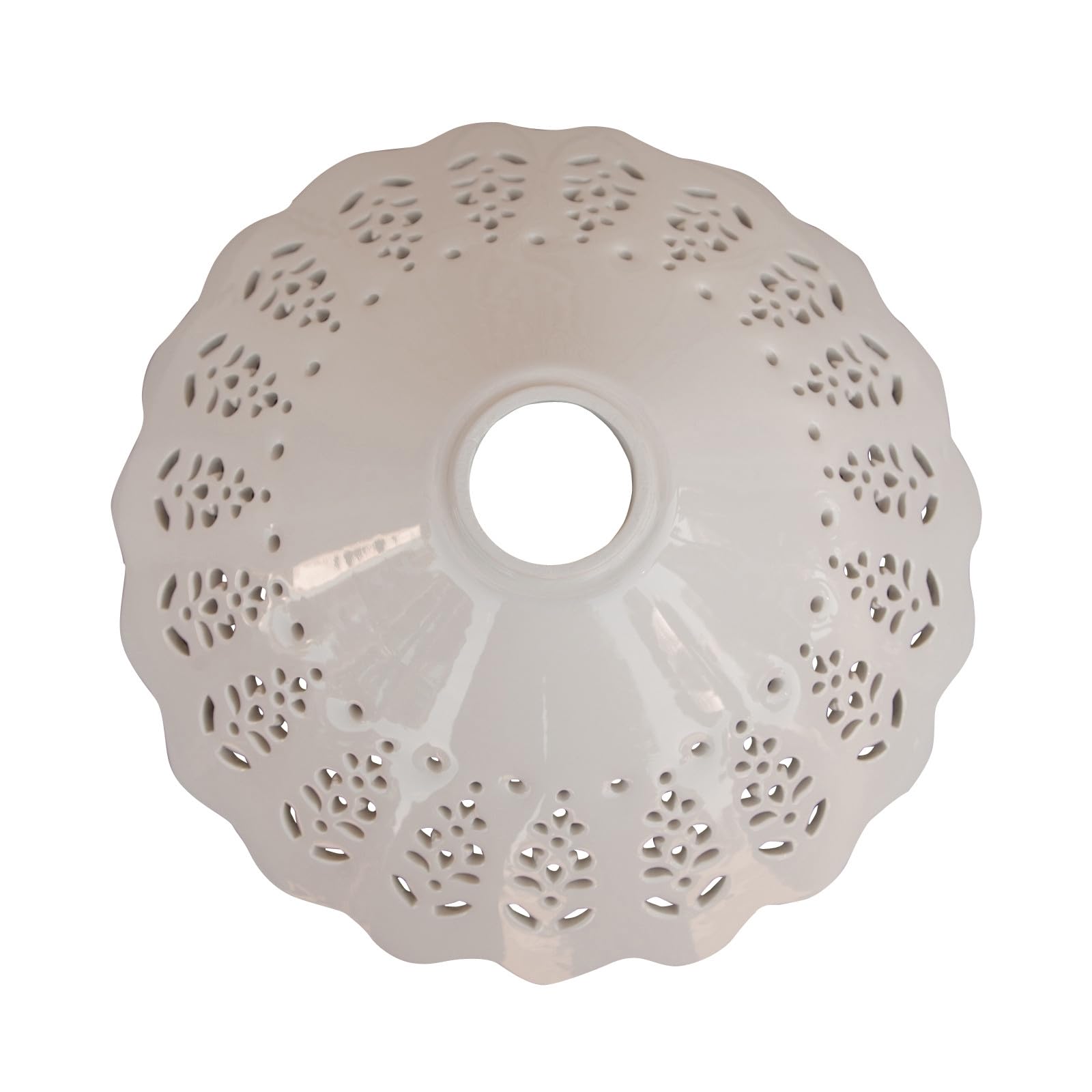 Biscottini Piatto paralume in ceramica bianca traforata diametro 30x12 cm