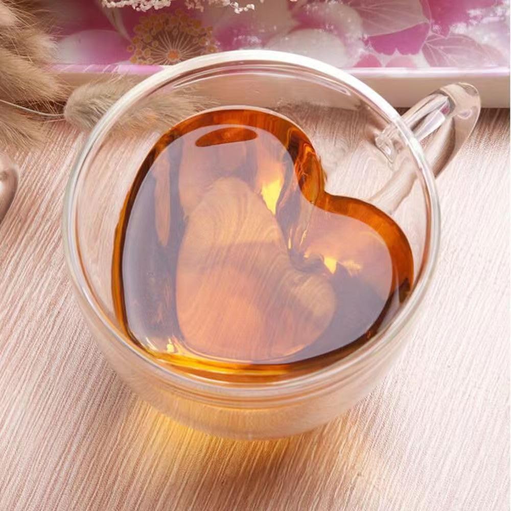 Kryształowy kubek do kawy, szklanki filiżanki do kawy / herbaty, 250 ml/380 ml/480 ml, szklany uchwyt, dwuwarstwowy kubek na wodę, szklany kubek do herbaty, przezroczysty (480 ml)