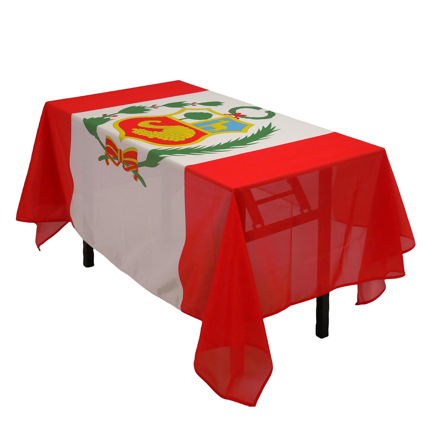 Kind Girl Peru Peruvian Flag Rectangular Tablecloth, 59" x 83", Polyester, Fade & Wrinkle Resistant, Suitable for Kitchen Dining & Outdoor Events