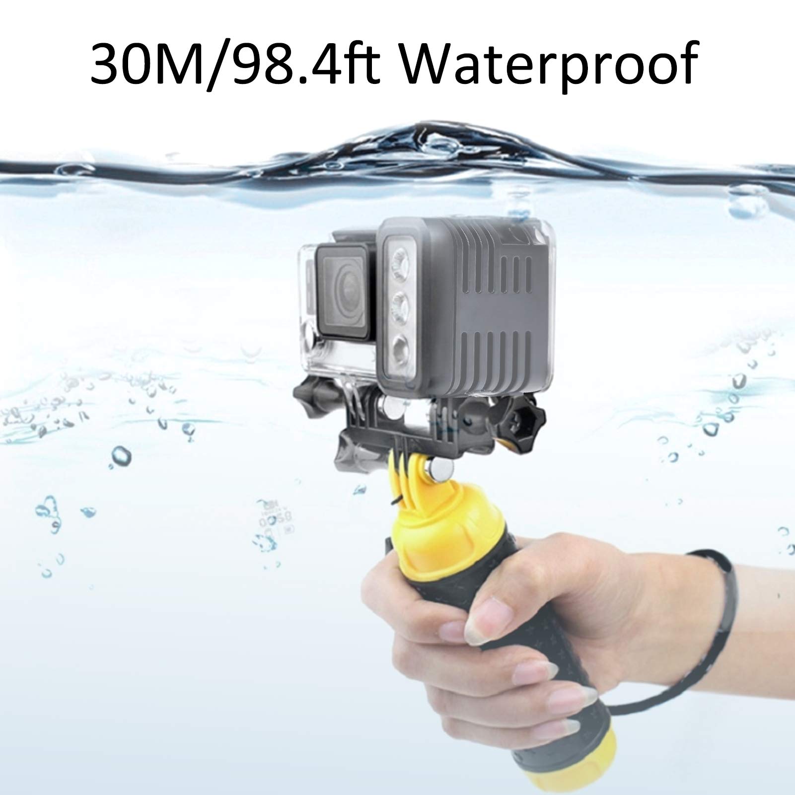 Unterwasser-Videolicht, 30 m Tauchlicht 3 Helligkeit Dimmbar Wasserdichtes LED-Videofüll-Nachtlicht für 4/3 +/3/2/1/sj4000/sj5000/sj6000/für Yi