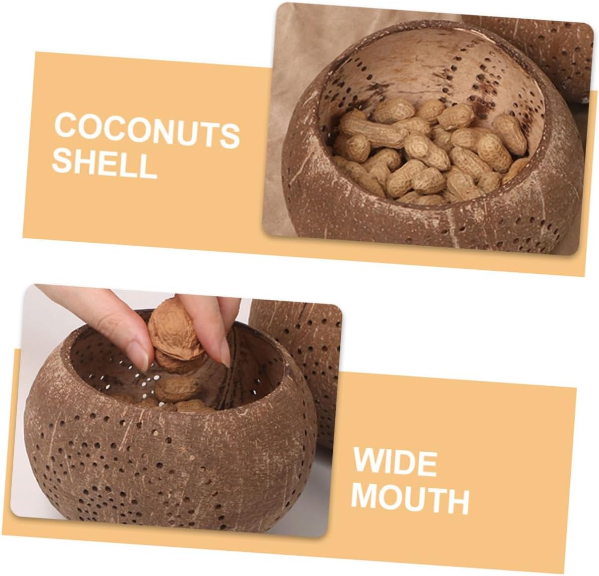 ABOOFAN Coconut Shell Candle Holder for Candle Making Multi Function Kitchen Bowl for Food Decor Natural Lightweight Unique Coconut Shell Design