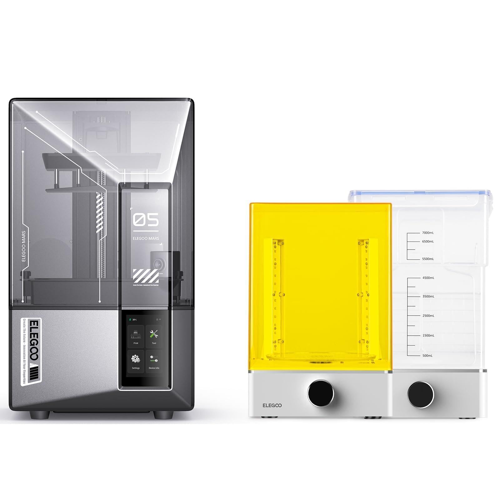 ELEGOO Mars 5 Ultra 9K Impresora 3D de Resina y Mercury X Bundle con Estación de Lavado y Curado