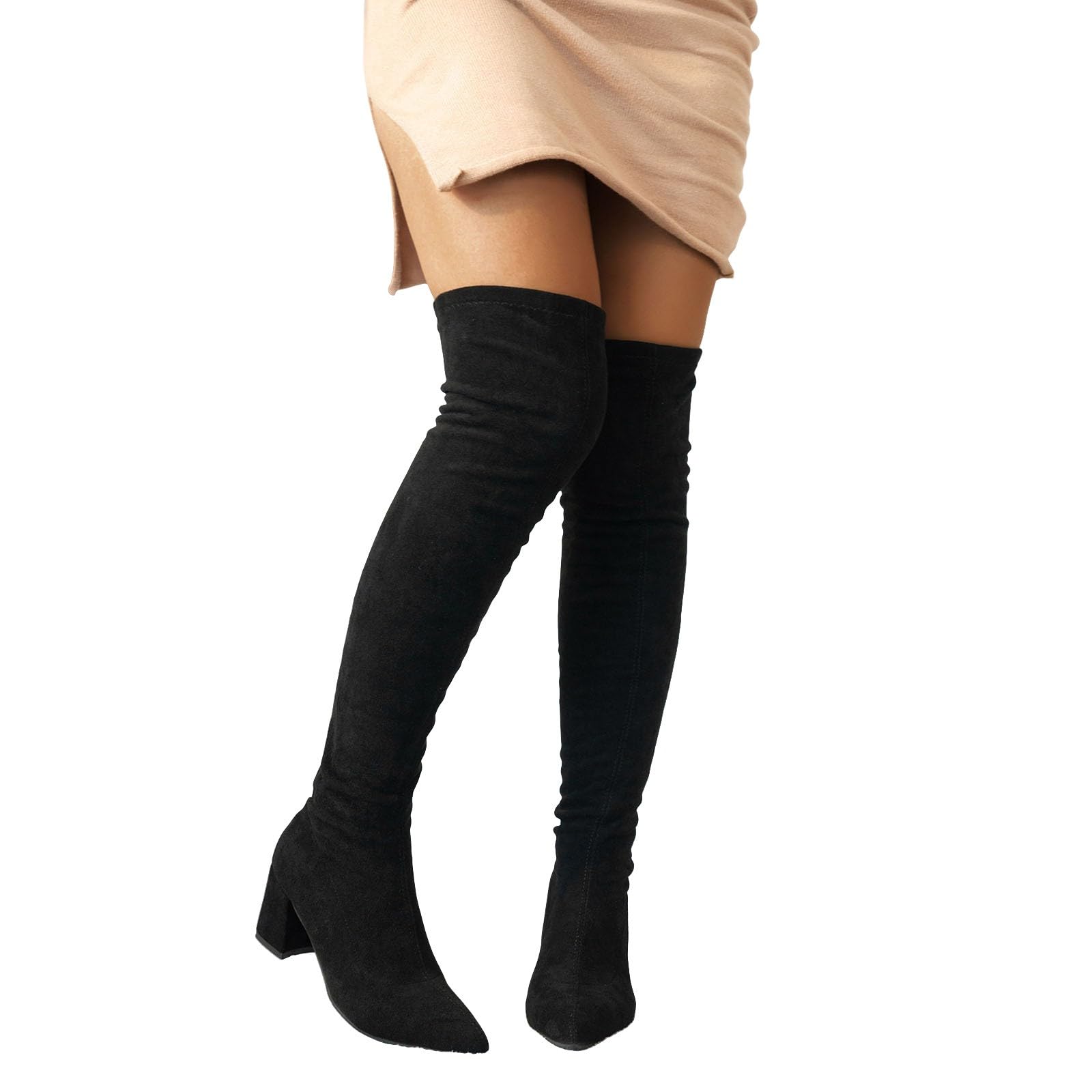Generisch Stivali da donna, stile western, minimalista, sopra il ginocchio