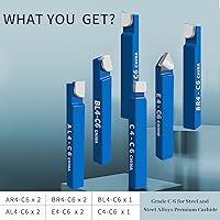 Vista 3 de 10 piezas de herramientas cortadoras de torno de metal de 1/4 de pulgada con punta de carburo, juego de corte de bits C6, para torneado de torno