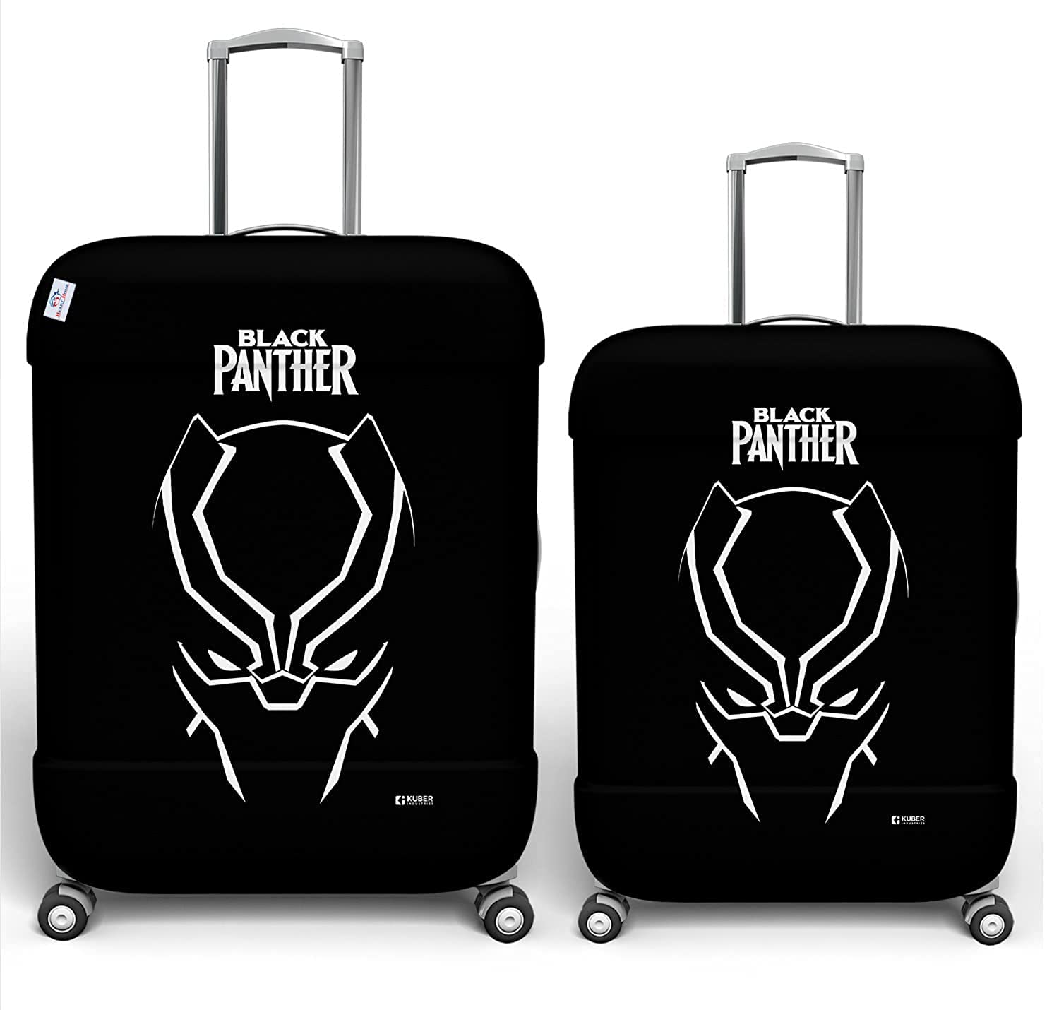 Heart Home Marvel Black Panther Luggage Cover|Polyester Travel Suitcase Cover|Washable|Stretchable Suitcase Cover|18-22 Inch-Small|22-26 Inch-Medium|Pack of 2 (Black) Heart Home Marvel Black Panther Luggage Cover|Polyester Travel Suitcase Cover|Washable|Stretchable Suitcase Cover|18-22 Inch-Small|22-26 Inch-Medium|Pack of 2 (Black)