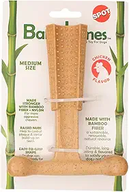 JAMBO PET | Osso Mordedor Para Cachorro | Bamboobone T | Fortalece Dentes E Musculatura Bucal | Resistente | Feito em Bamboo| Sabor Frango | Tamanho Médio