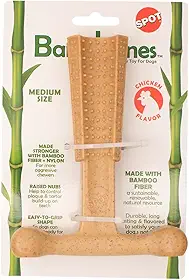 JAMBO PET | Osso Mordedor Para Cachorro | Bamboobone T | Fortalece Dentes E Musculatura Bucal | Resistente | Feito em Bamboo| Sabor Frango | Tamanho Médio