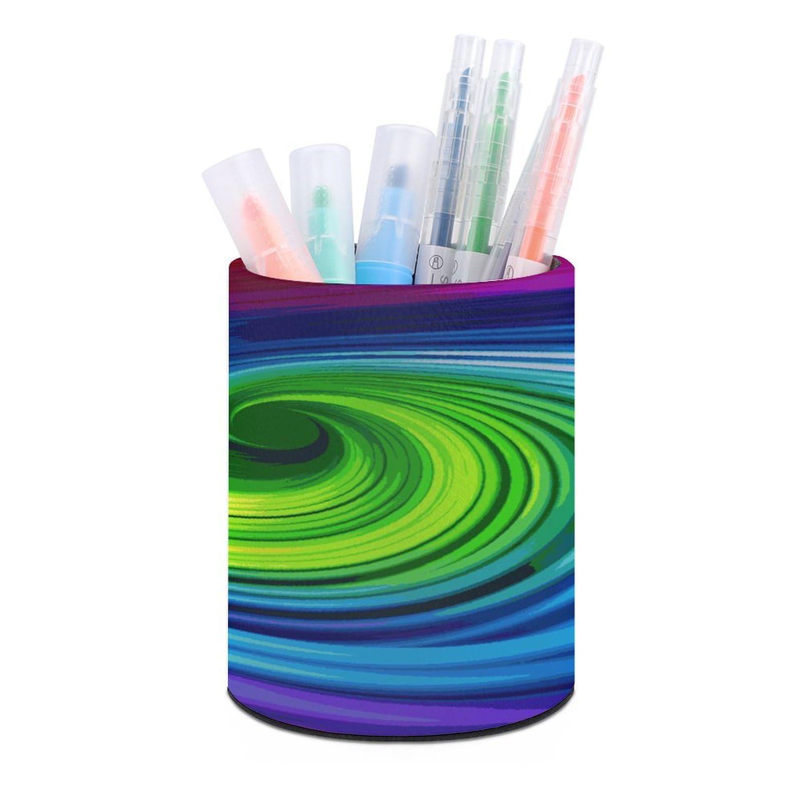 LDGSUPH Rainbow Spiral Round Pen Holder Leather Pen Cup Pencil Cup Pen Organizer Pencil Holder for Desk Organizer Pencil Organizers Makeup Brush Holders for Home Office Gift