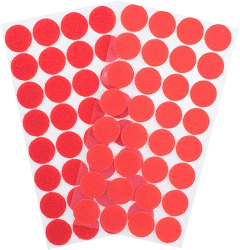 Miniatura 2 de 128 pares de puntos redondos autoadhesivos de 1 pulgada con gancho y bucle, tiras adhesivas en la parte posterior, cierre de tela, peso ligero (rojo)