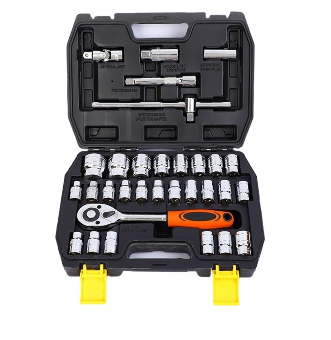 Set di Attrezzi Riparazione Set di Strumenti per Chiavi A Bussola da 32 Pezzi Kit per Meccanici Automobilistici per La Riparazione Del'auto Portatile Kit