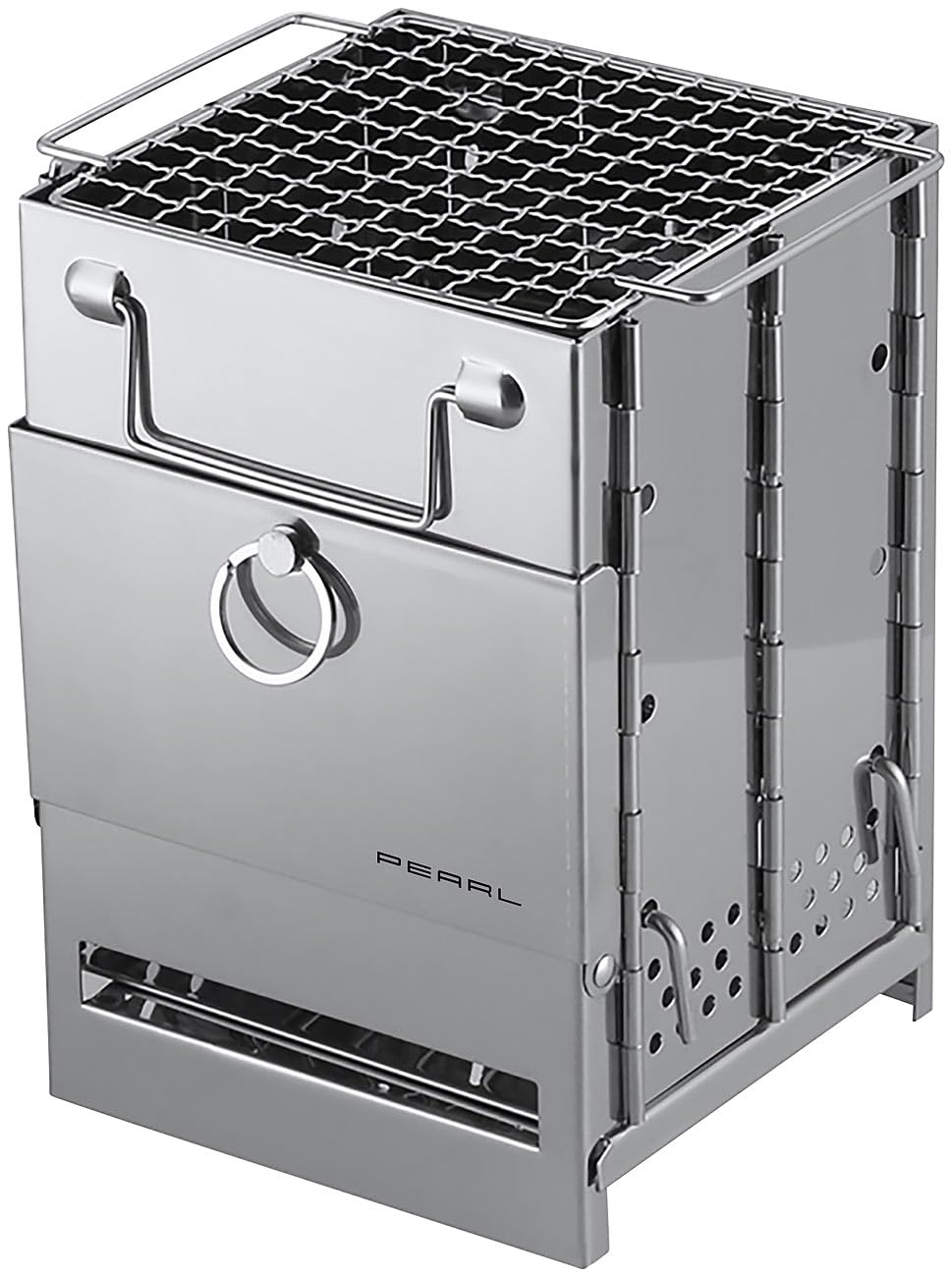 PEARL Campingofen: Camping-Holzofen aus Edelstahl, faltbar, inklusive Transporttasche (Campingofen Holz, Minigrill, BBQ)