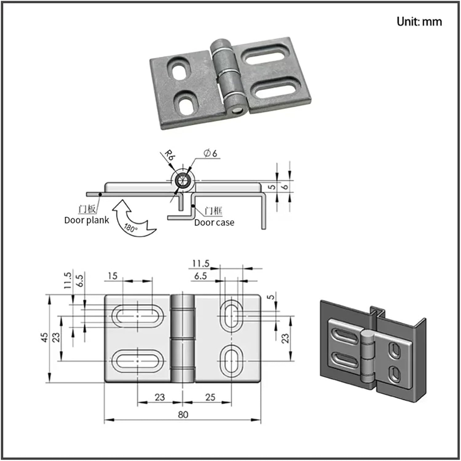 Zinc Alloy Flush-Mount Hinges Heavy-Duty Equipment Cabinets Thickened Hardware Hinge Accessories 1Pcs