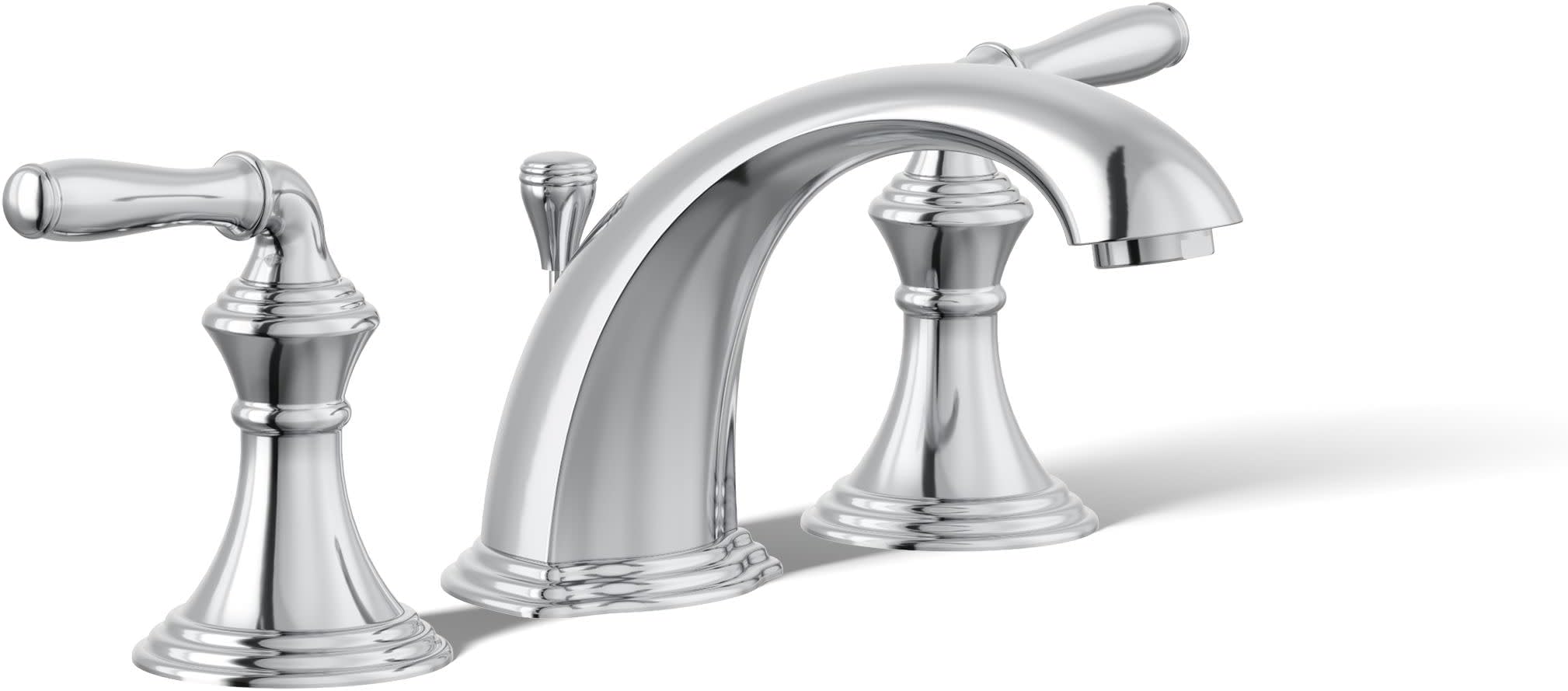 KOHLER Bathroom Faucet, Bathroom Sink Faucet, Devonshire Collection, 2-Handle Widespread Faucet with Metal Drain, Polished Chrome, K-394-4-CP