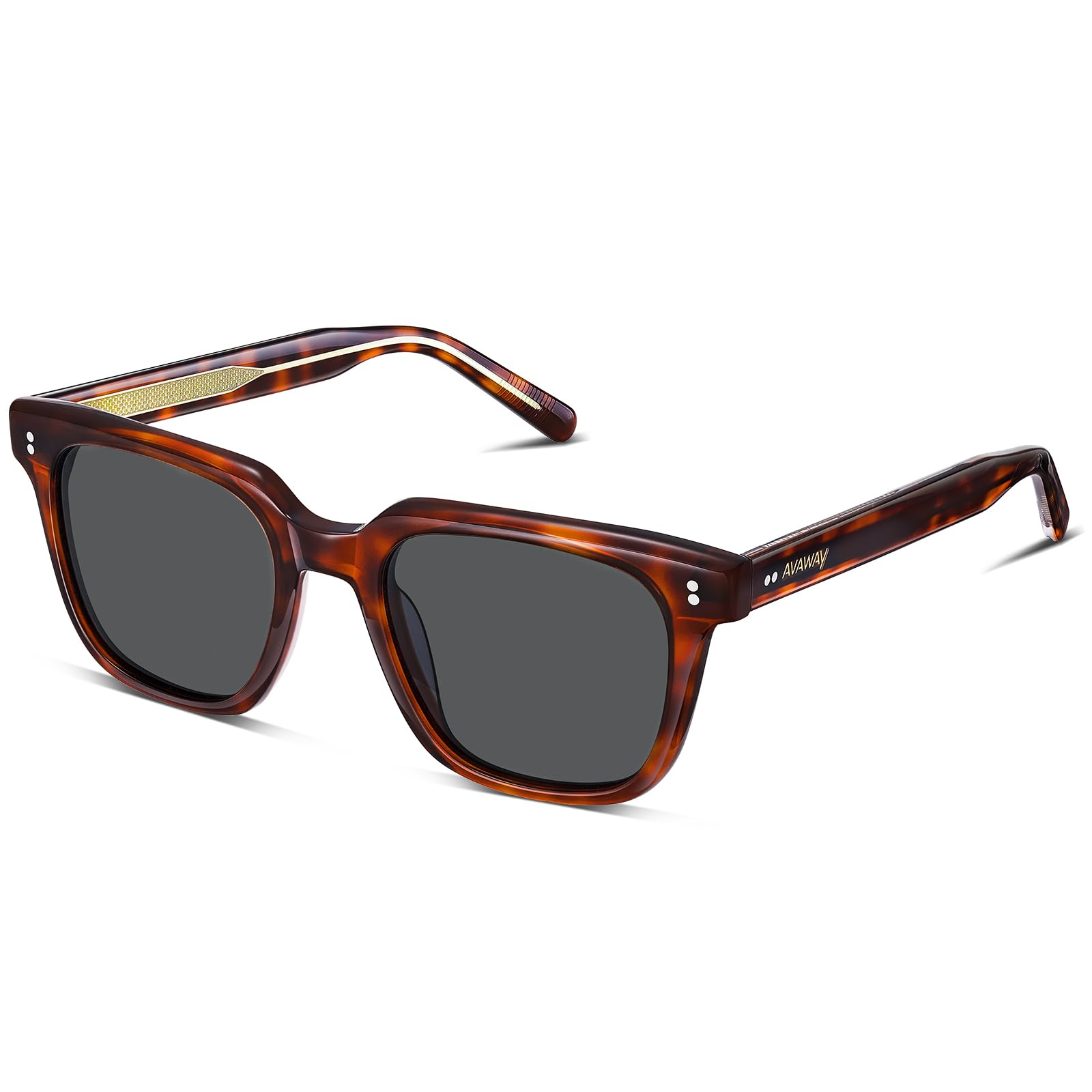 AVAWAY Moda Okulary Przeciwsłoneczne z Polaryzacją dla Mężczyzn Ochrona Przed Promieniowaniem UV Retro Vintage Oprawki z Acetatu Okulary Kwadratowe do Jazdy Samochodem i Wędkowania