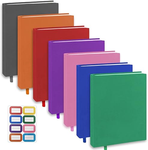 Miniatura 10 de KICNIC Fundas de tela para libros de 7 unidades, 8 x 10 pulgadas, elásticas para libros de tapa dura de hasta 8.5 x 12.5 pulgadas, duraderas y